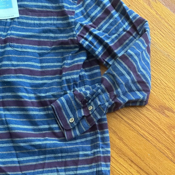 Janie and Jack flannel blue striped shirt Size 8 NWT - Picture 2 of 7